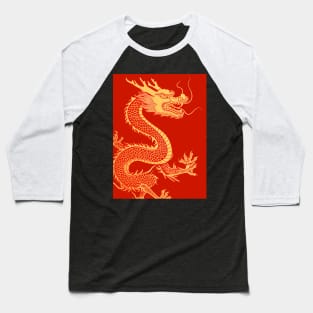 Chinese Golden Dragon on a Lucky Red Background: Chinese New Year, Year of the Dragon on a Dark Background Baseball T-Shirt
